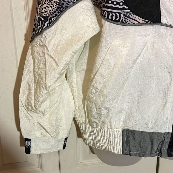 Vintage Ville Franche 1990s Colorblock Windbreaker Jacket Animal Print M - Picture 6 of 16